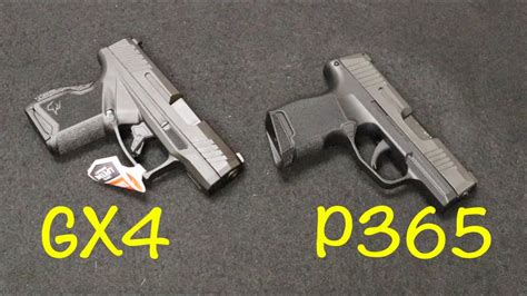 Gx4 vs p365 - Taurus GX4; Walther. ... Springfield Hellcat vs Sig P365 SAS Concealed Carry. When comparing the Springfield Armory Hellcat vs the Sig Sauer P365 SAS, the size, weight, and capacity are all key attributes. Using their flush-fit magazines, the Springfield Hellcat and Sig P365 SAS are almost identical in weight. When you account for the extra ...